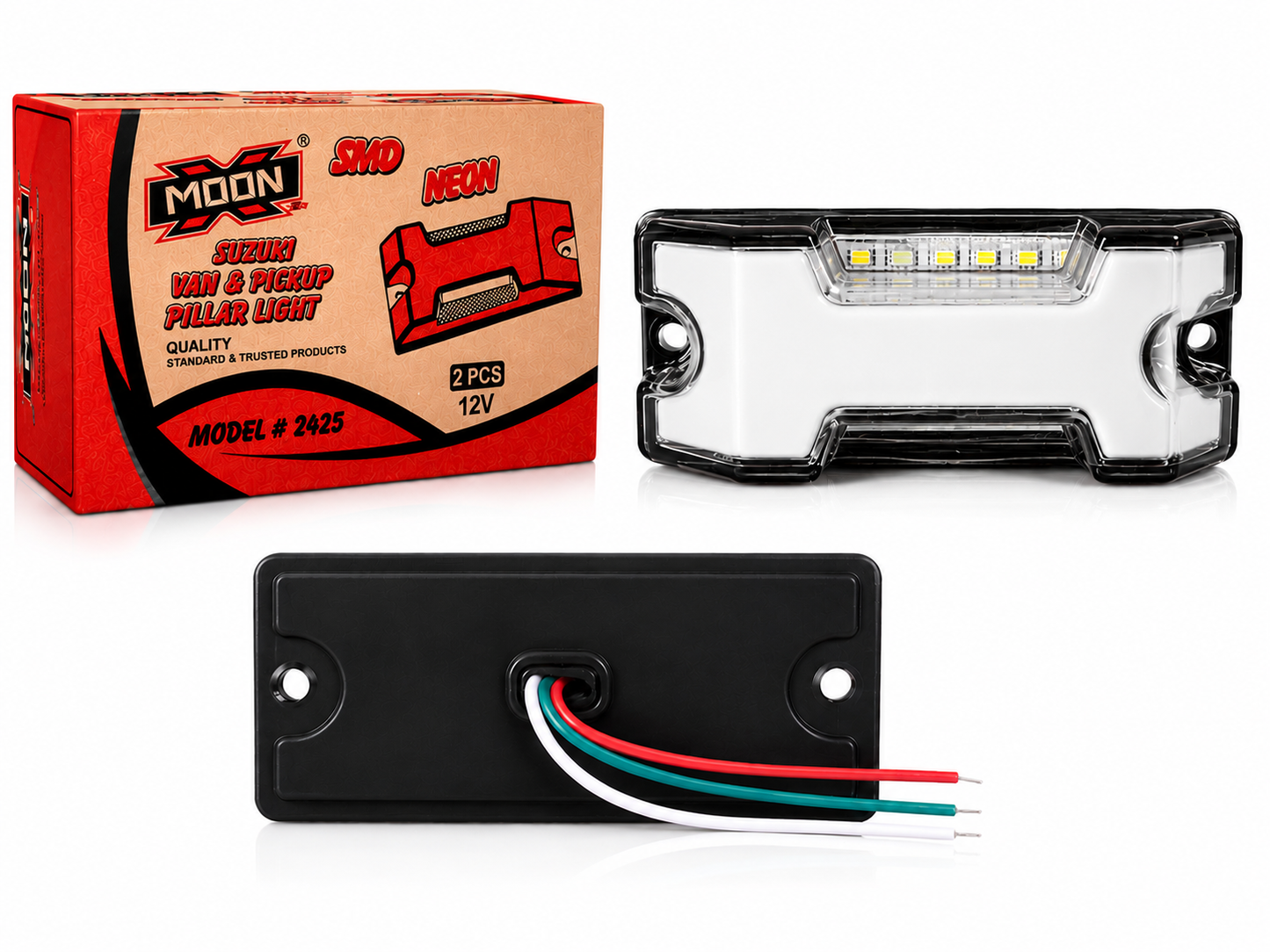 MOON Suzuki Bolan & Ravi Pickup White SMD Neon Pillar Light 12V (2 PCS) – Model 2425