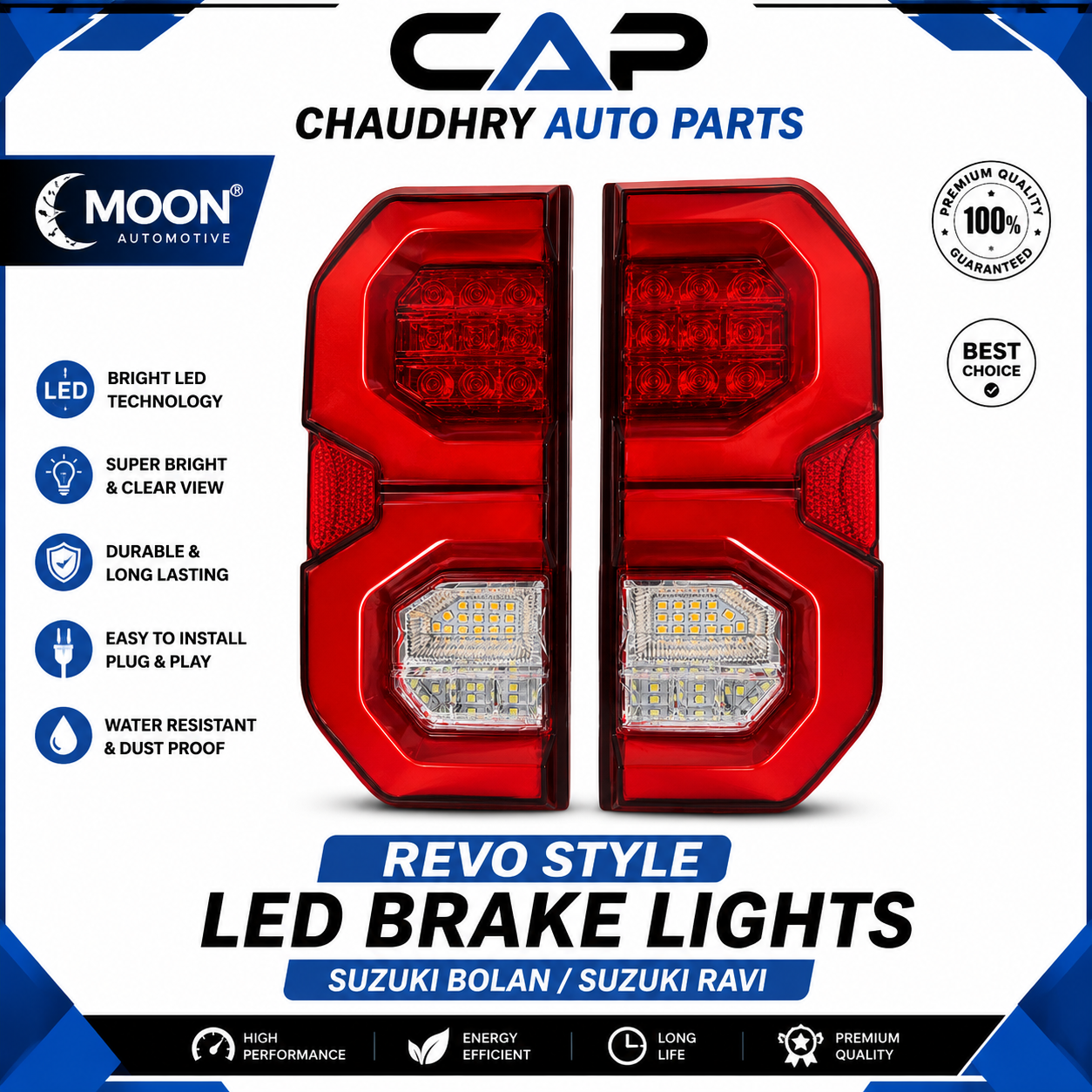 Moon Revo Style LED Brake Lights for Suzuki Bolan & Suzuki Ravi (Pair) – Premium Quality