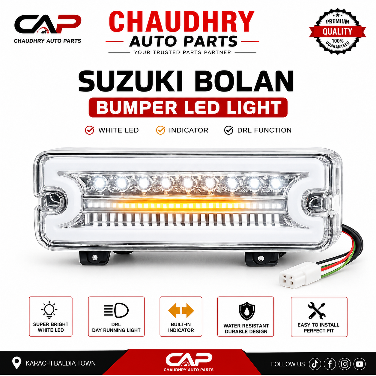 Suzuki Bolan & Suzuki Ravi Front Bumper LED DRL White Light with Sequential Indicator | Premium Quality