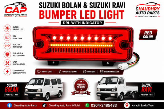 Suzuki Bolan & Suzuki Ravi Red LED Bumper DRL Light with Built-in Indicator | Premium Quality