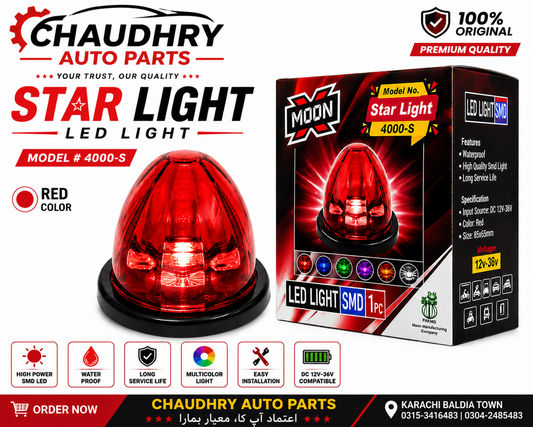 MOON Star Light SMD LED 4000-S | 12V–36V RED  Decorative Roof Light for Cars, Trucks & Suzuki Bolan