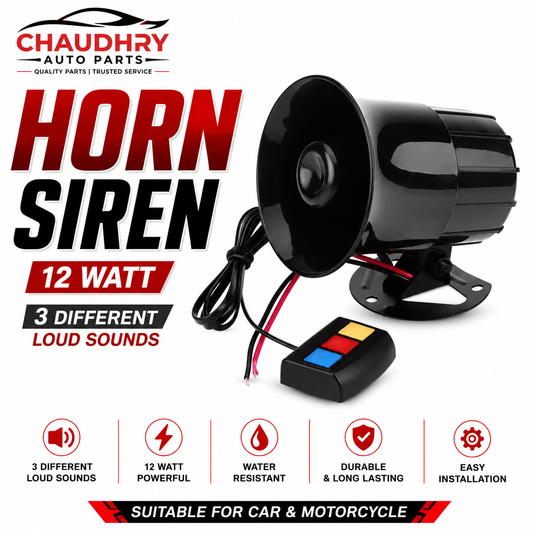 12W Horn Siren with 3 Sound Modes – Universal Car & Motorcycle Warning Horn | 12V