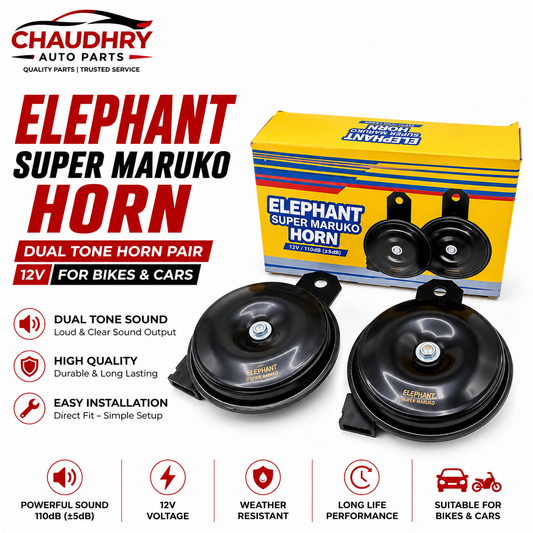 Elephant Super Maruko Dual Tone Horn Pair 12V – High Power Car & Bike Horn