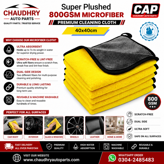 800GSM Premium Microfiber Cleaning Cloth 40×40cm | Dual Side Ultra Soft Car Drying Towel | Scratch-Free Detailing Cloth | CAP