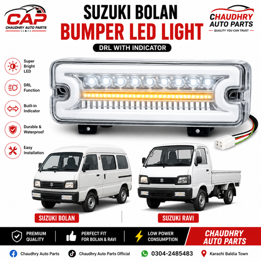 Suzuki Bolan & Suzuki Ravi Front Bumper LED DRL White Light with Sequential Indicator | Premium Quality